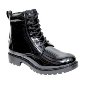 Alentino Navy Patent Tactical Boots